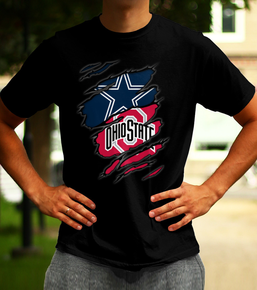 Dallas Cowboys Ohio State Buckeyes Fan Logo Mashup T-Shirt
