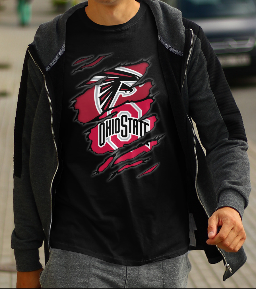 Falcons Ohio State Logo Ripped T-Shirt