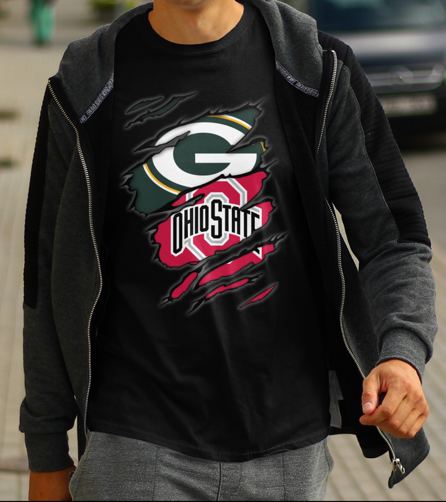 Packers Ohio State Torn Logo Fusion T-Shirt
