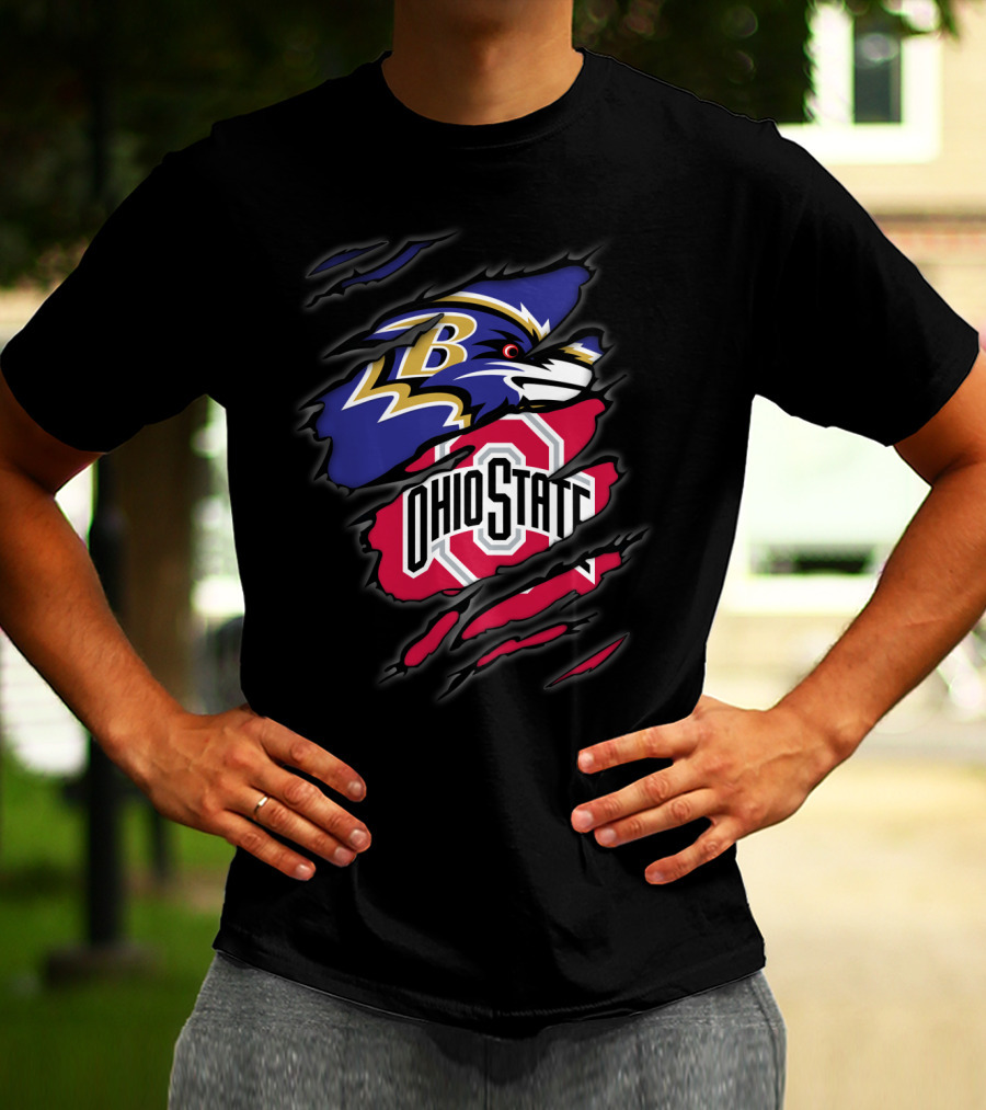 Ravens Ohio State Logo Tear T-Shirt