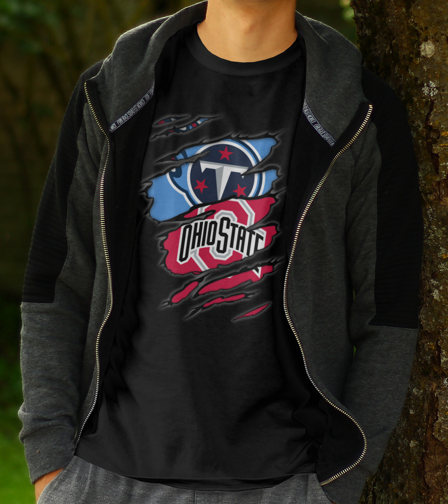 Titans Logo Ohio State Emblem Tear T-Shirt