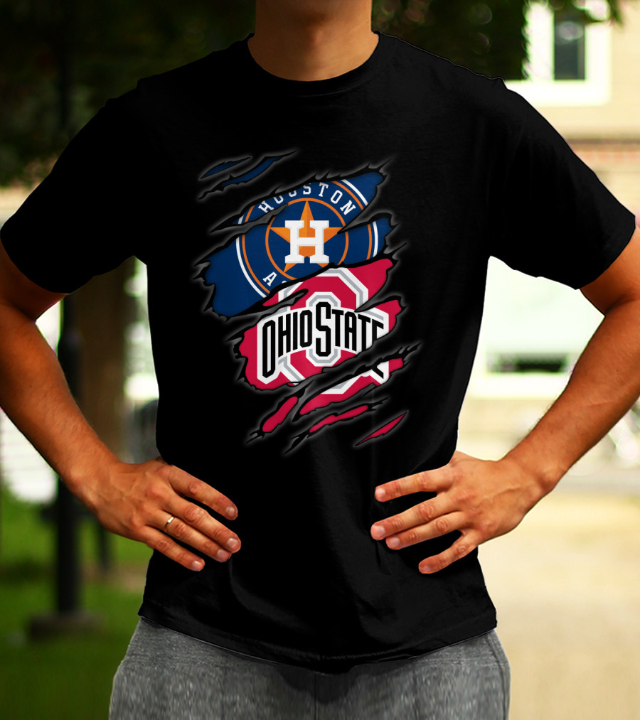 Houston Astros Ohio State Buckeyes Logo Mashup T-Shirt