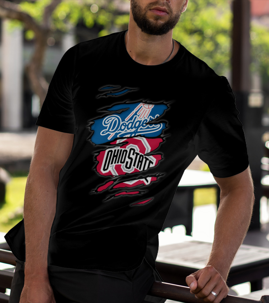 Dodgers Ohio State Hidden Logos Torn Reveal T-Shirt