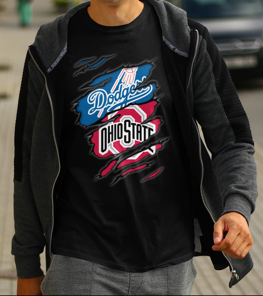 Dodgers Ohio State Hidden Logos Torn Reveal T-Shirt