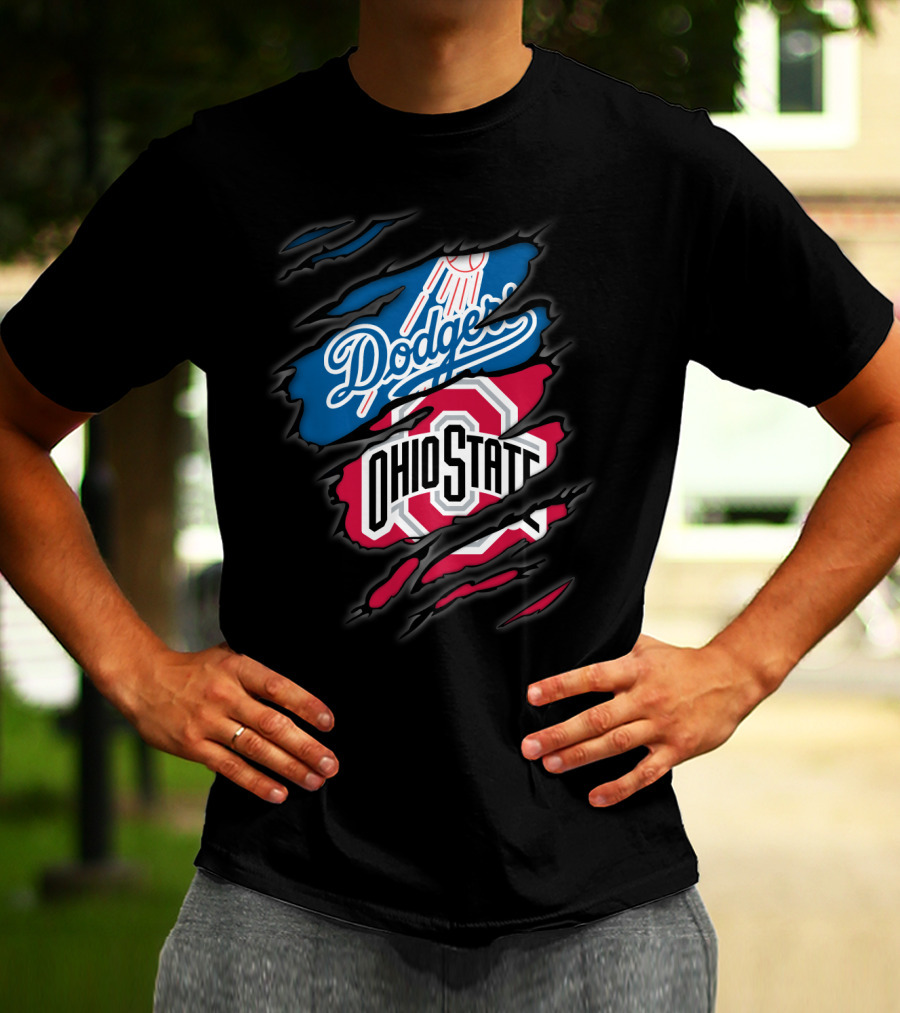 Dodgers Ohio State Hidden Logos Torn Reveal T-Shirt
