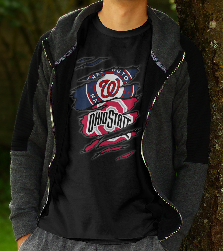 Washington Nationals Ohio State Buckeyes Logo Fusion T-Shirt