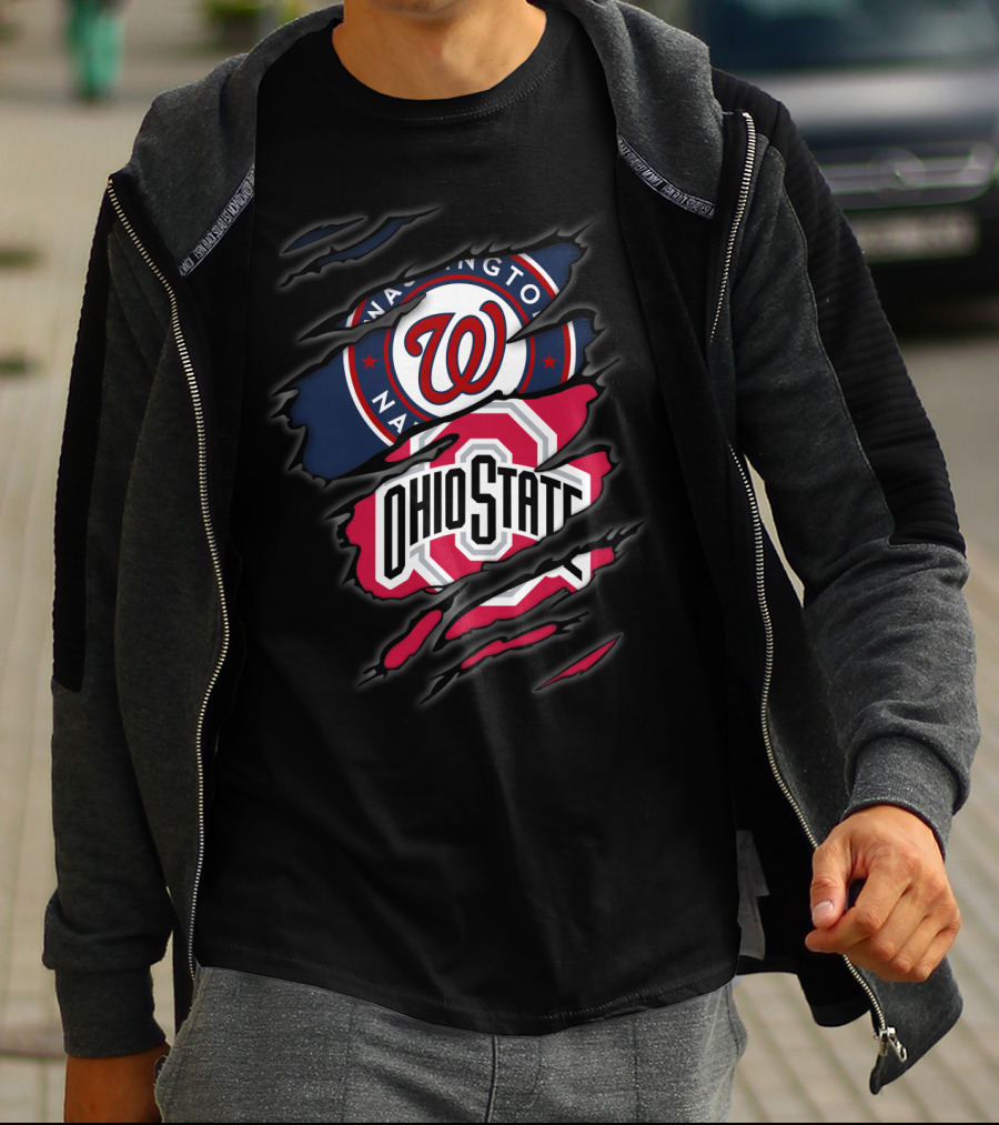 Washington Nationals Ohio State Buckeyes Logo Fusion T-Shirt