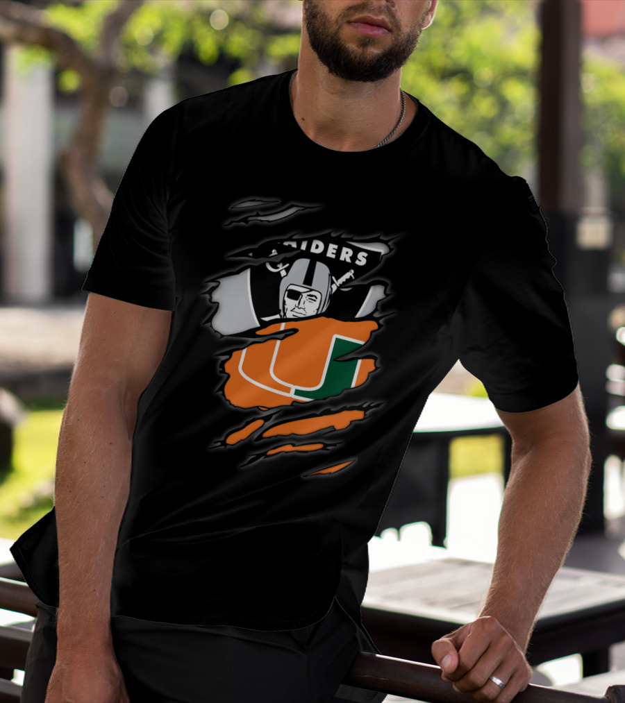 Raiders Miami Hurricanes Crossover T-Shirt