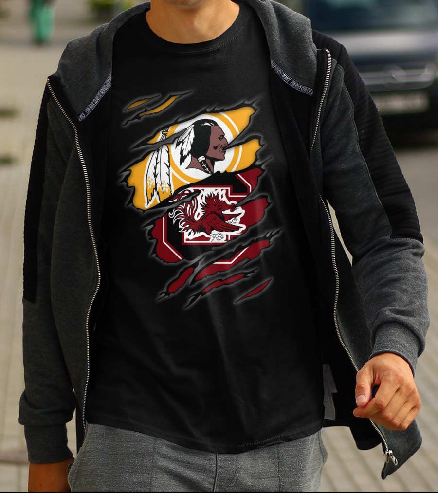 Washington Redskins South Carolina Gamecocks Collegiate Football Fan T-Shirt