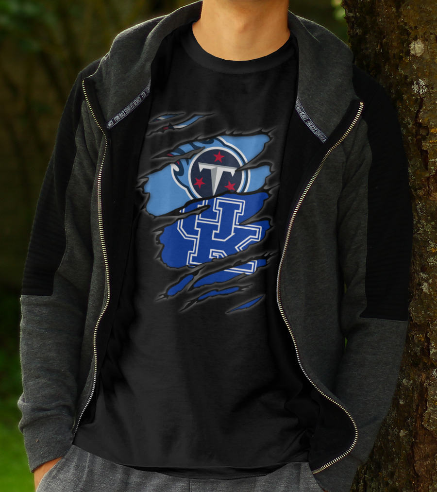 Tennessee Titans Logo With Kentucky Wildcats Emblem T-Shirt