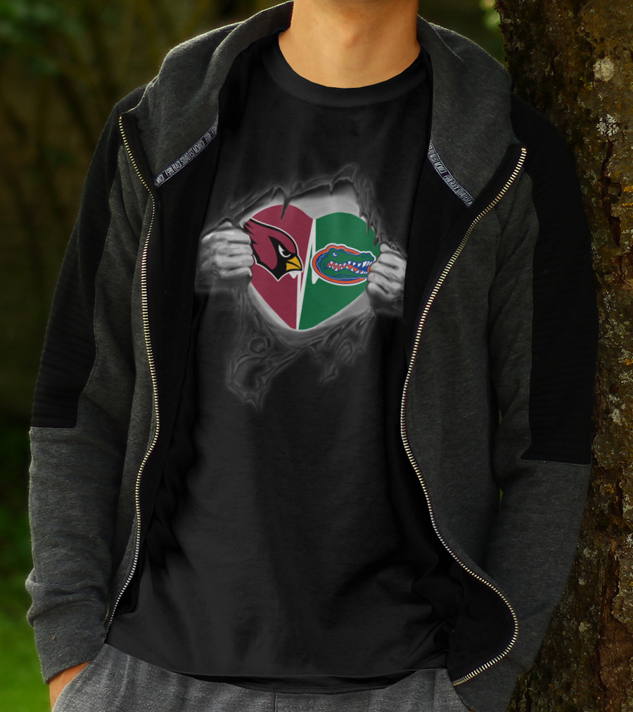 Gators Cardinals Heart Logo Torn T-Shirt