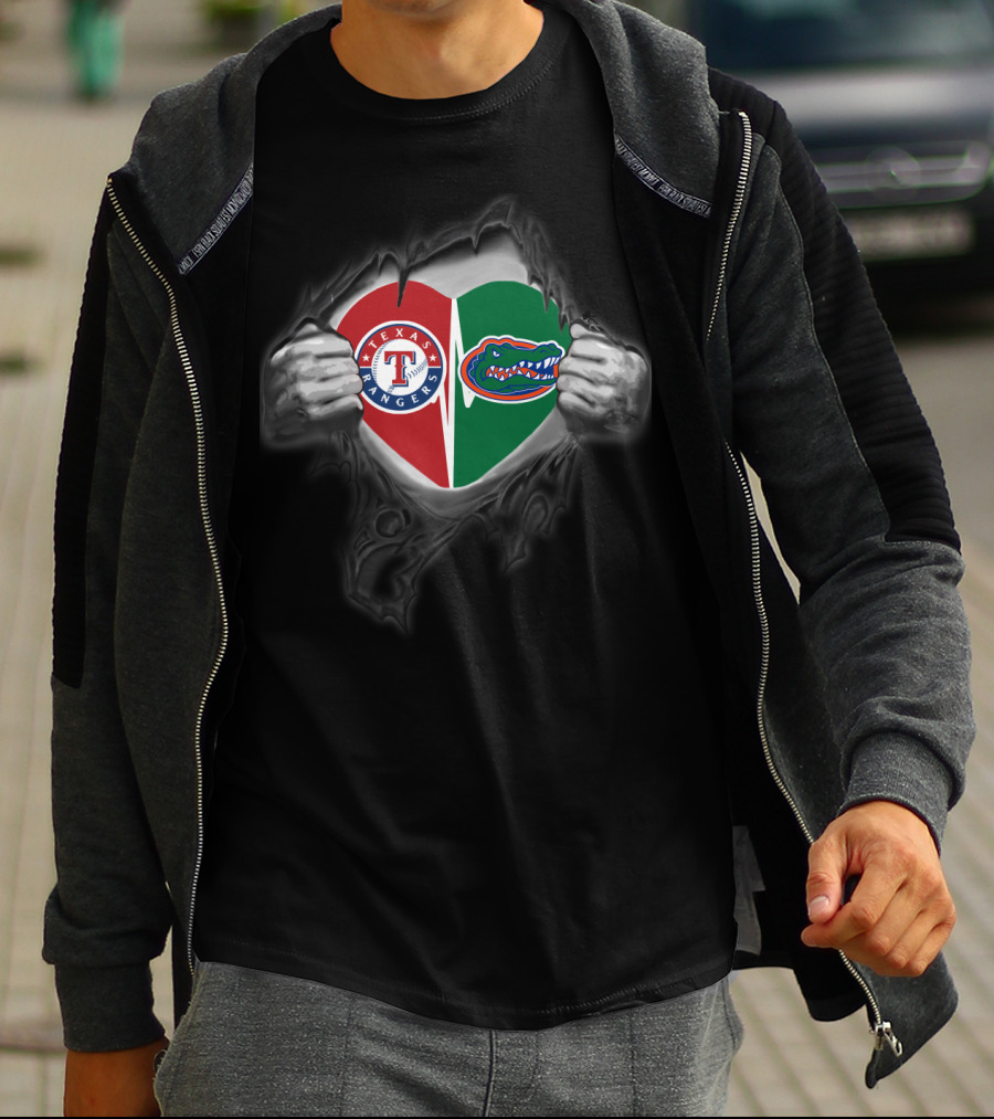 Texas Rangers Florida Gators Heart T-Shirt