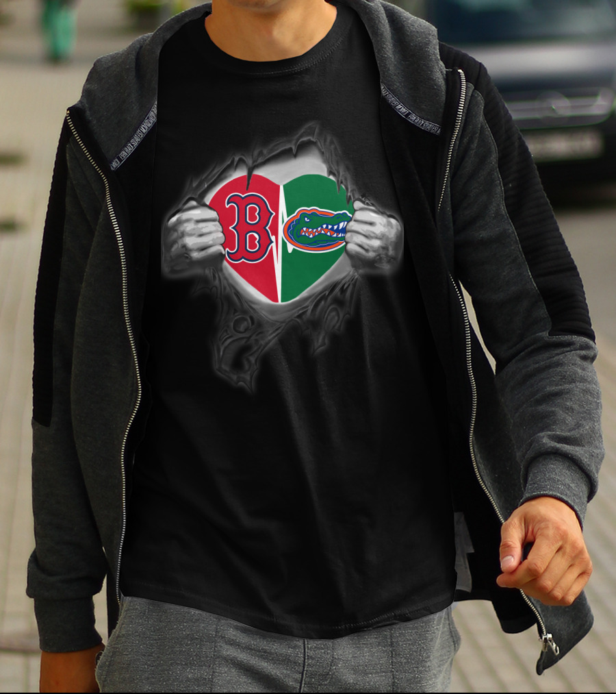 Redsoxs Gators Heart Split Tattoo T-Shirt