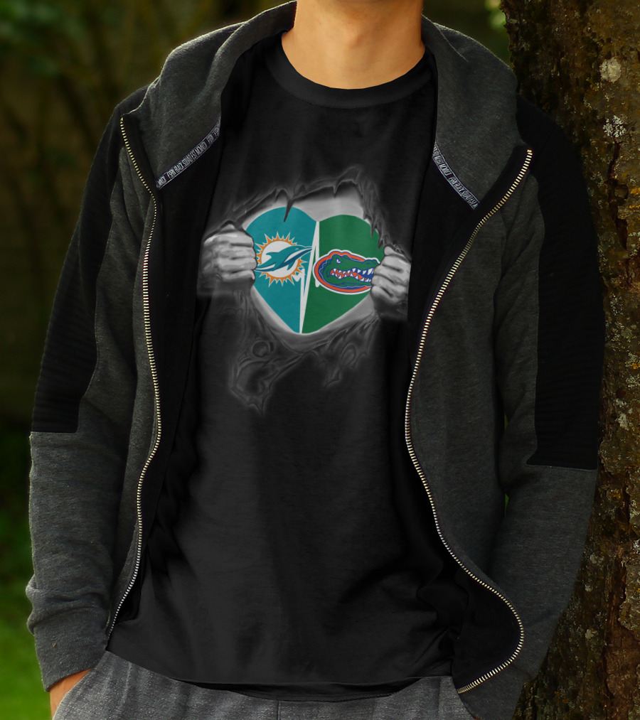 Miami Dolphins Florida Gators Heart T-Shirt