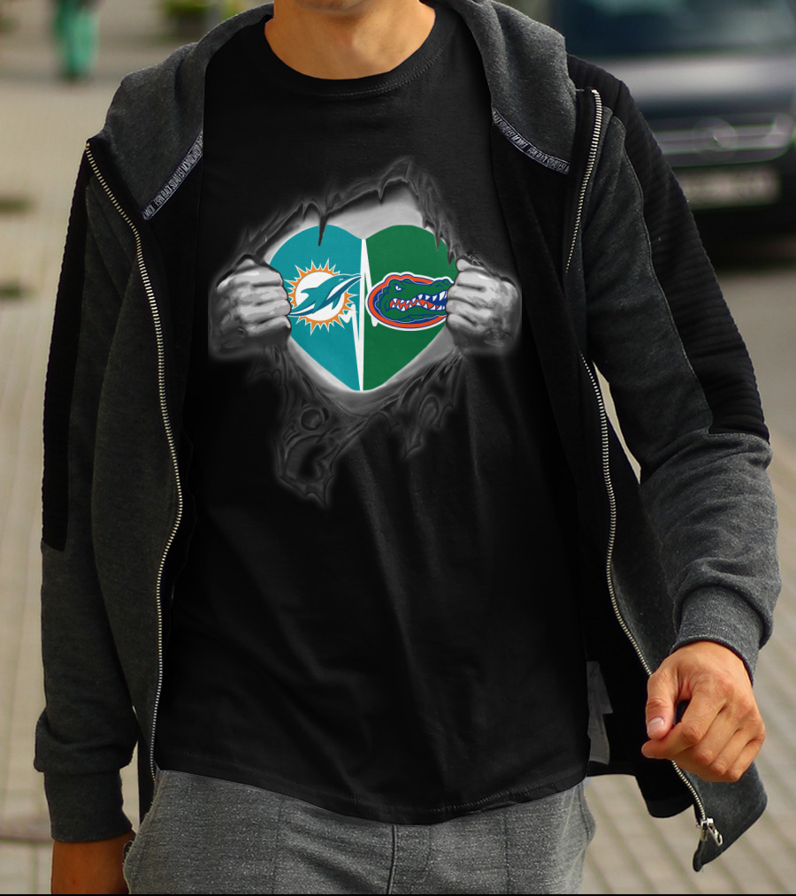 Miami Dolphins Florida Gators Heart T-Shirt