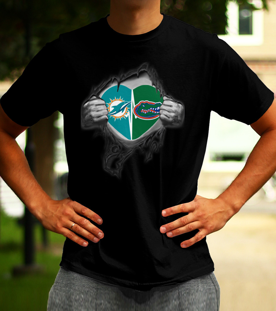 Miami Dolphins Florida Gators Heart T-Shirt