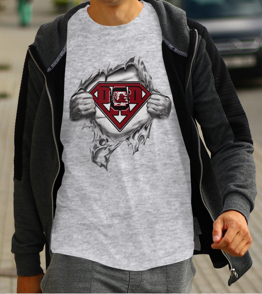 Gamecocks Dad Superhero Emblem T-Shirt