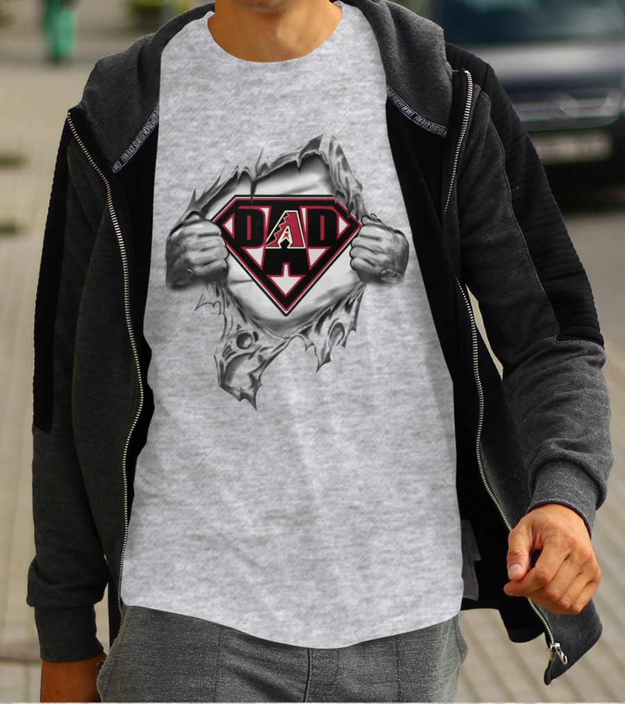 Arizona Diamondbacks Dad Superman Style Logo Rip T-Shirt