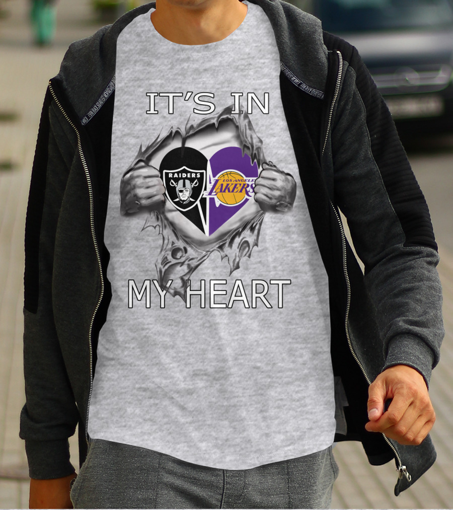 Raiders Los Angeles Lakers It's In My Heart T-Shirt