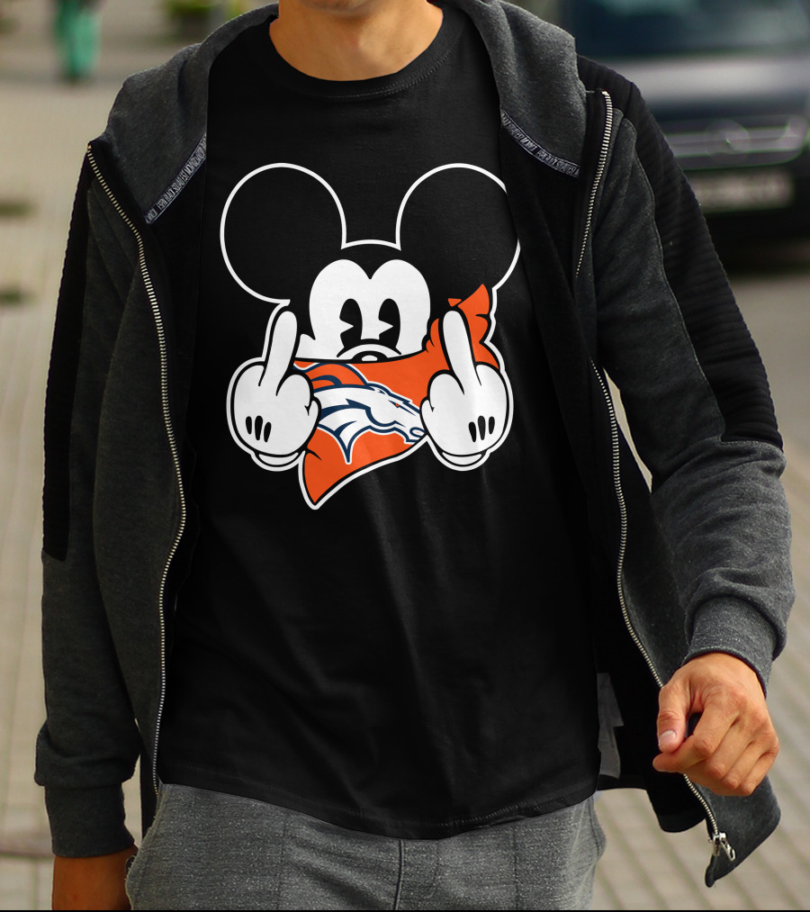 Broncos Mickey Mouse Middle Finger Gesture T-Shirt