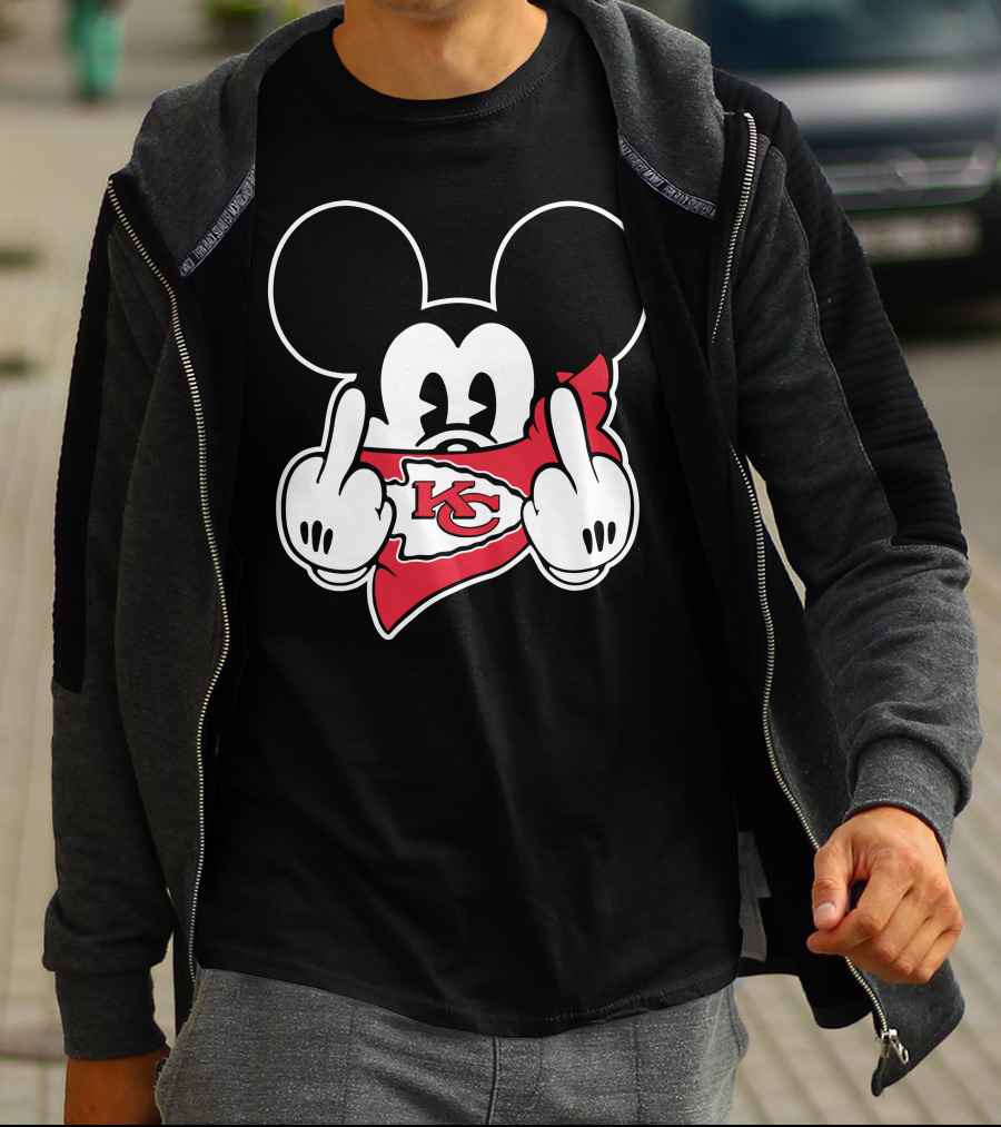 Chiefs KC Mickey Mouse Middle Finger T-Shirt