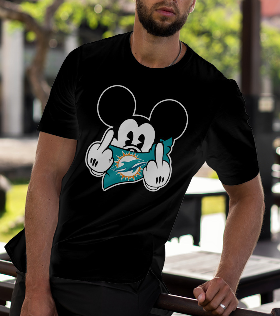 Mickey Mouse Dolphins Fan Logo Gesture T-Shirt