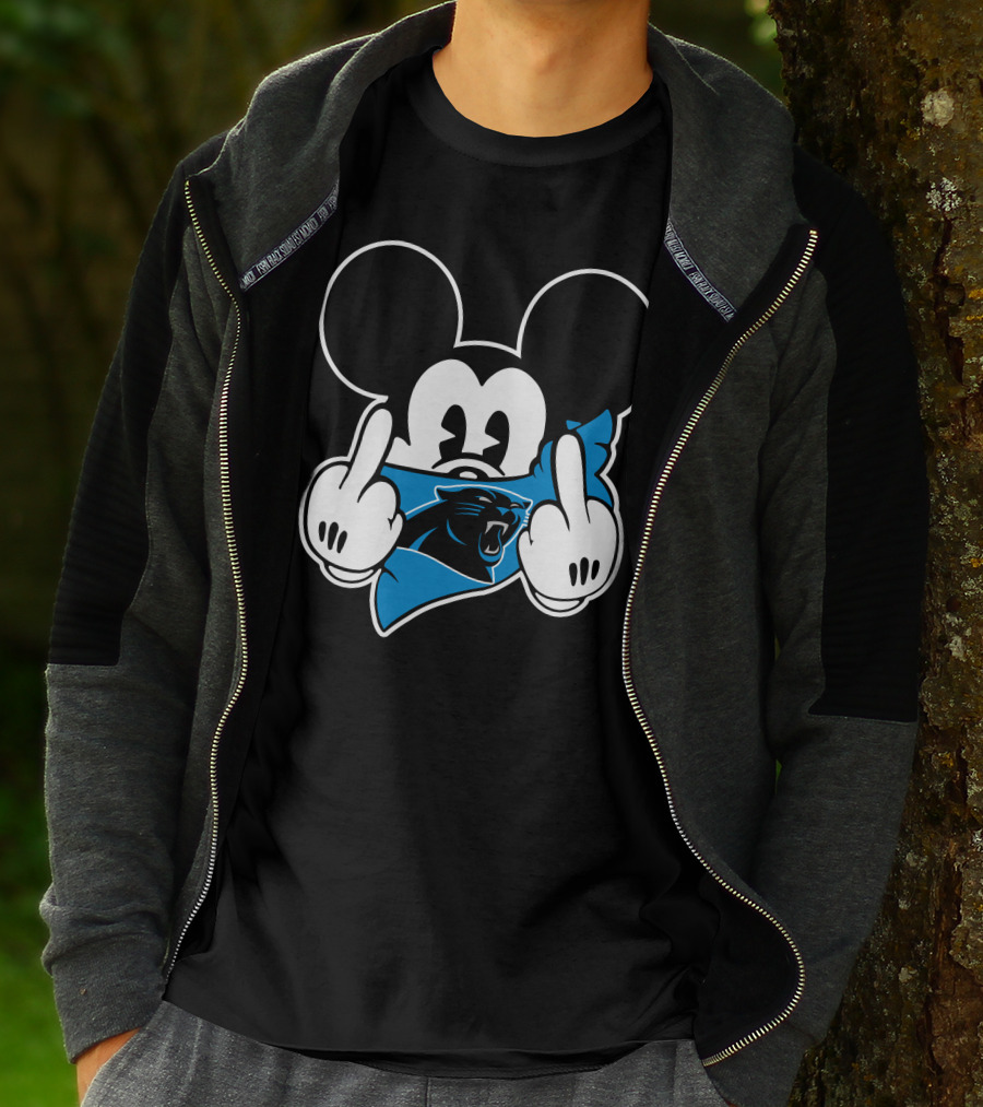 Panthers Mickey Mouse Middle Finger Gesture T-Shirt
