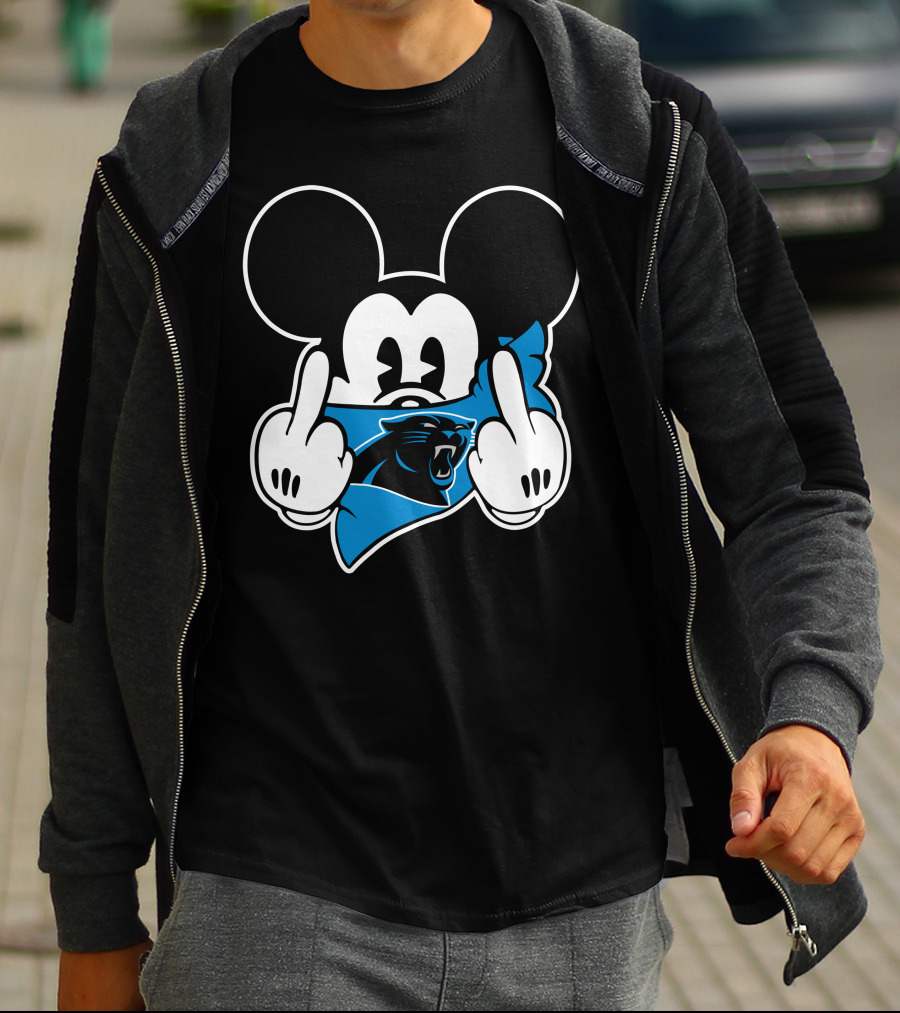 Panthers Mickey Mouse Middle Finger Gesture T-Shirt