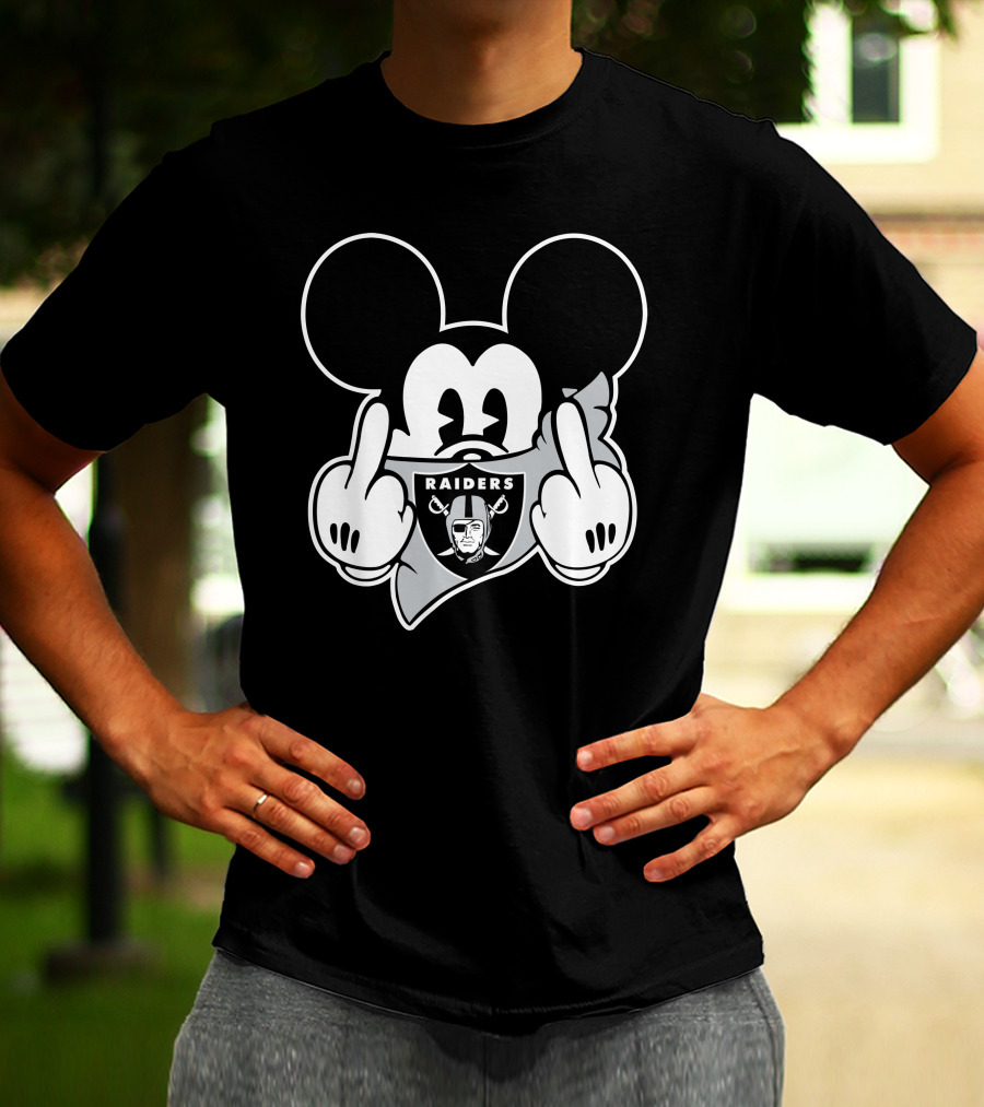 Raiders Mickey Mouse Middle Finger Gesture T-Shirt