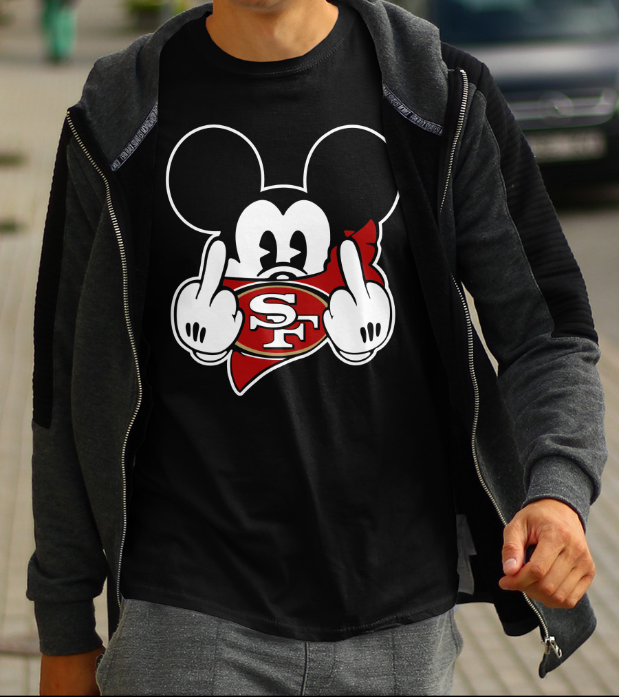 Sf 49ers Mickey Mouse Middle Finger T-Shirt
