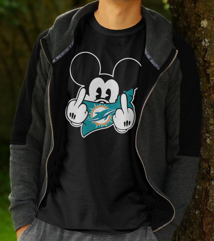 Mickey Mouse Dolphins Fanatic Bold Gesture Soccer Team Spirit Display T-Shirt