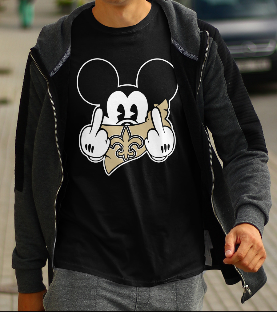 Saints Logo Gesture With Mouse Ears And Fleur-de-lis T-Shirt