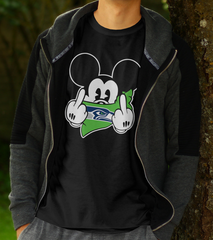 Seahawks Mickey Mouse Middle Finger T-Shirt