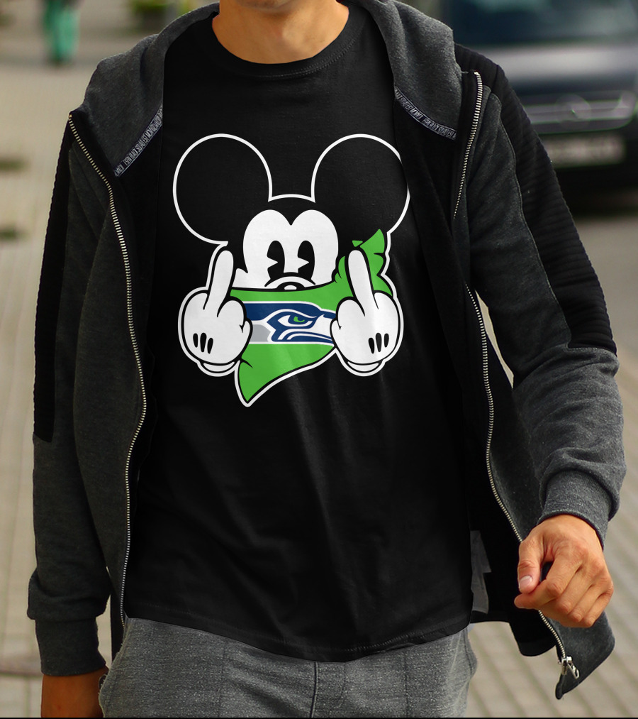 Seahawks Mickey Mouse Middle Finger T-Shirt