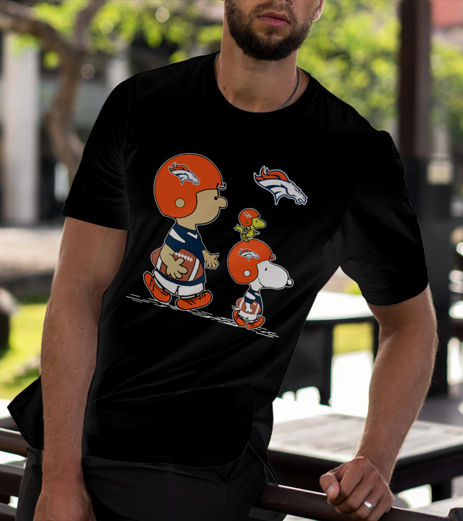 Broncos Snoopy Charlie Brown Woodstock Football Helmet T-Shirt