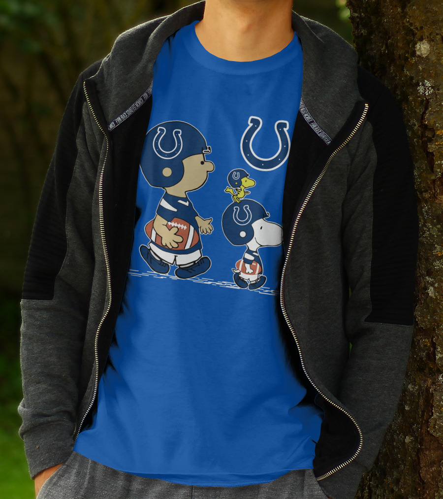 Colts Snoopy And Woodstock Football Helmets T-Shirt