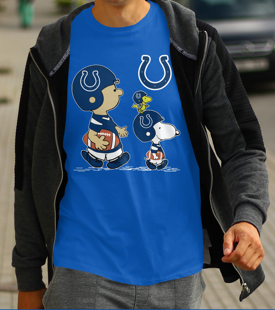 Colts Snoopy And Woodstock Football Helmets T-Shirt