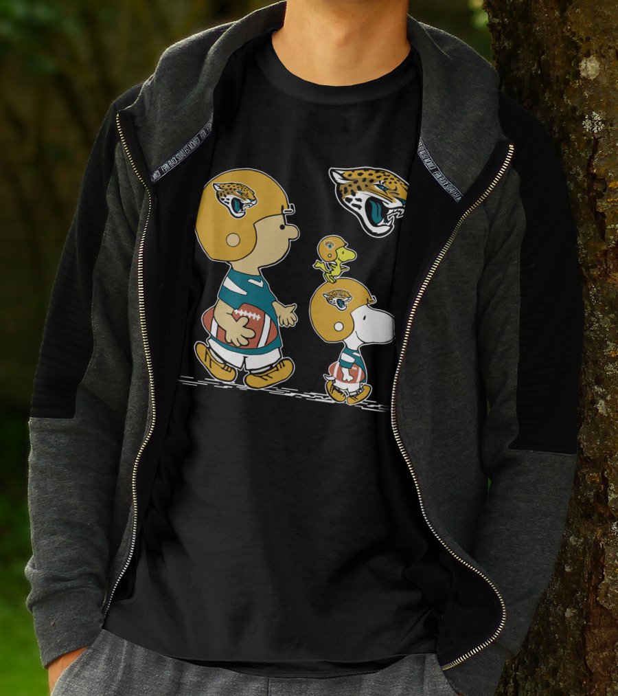 Jaguars Snoopy Charlie Brown Woodstock Football Helmet T-Shirt