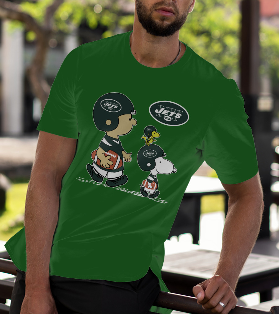 New York Jets Snoopy And Woodstock Football Adventure T-Shirt