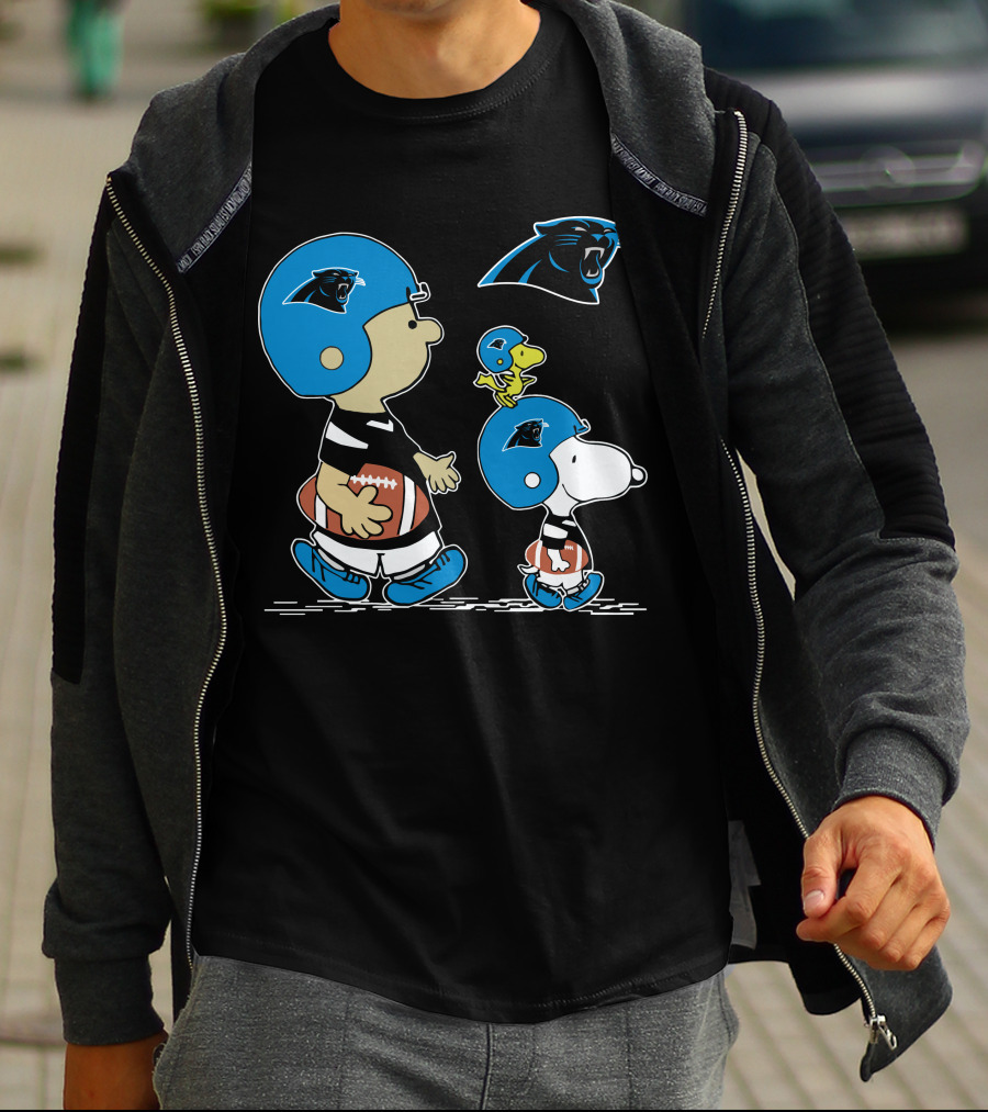Carolina Panthers Snoopy And Woodstock Football Helmet T-Shirt