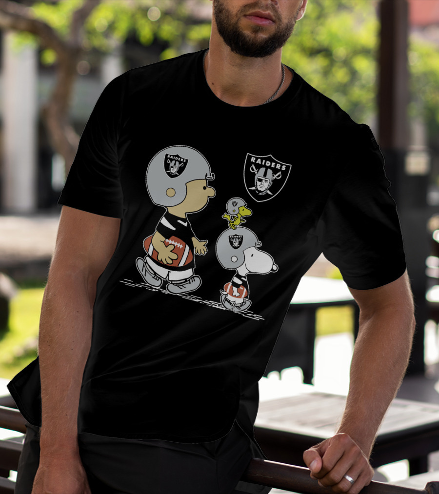 Raiders Snoopy Charlie Brown Woodstock Football T-Shirt