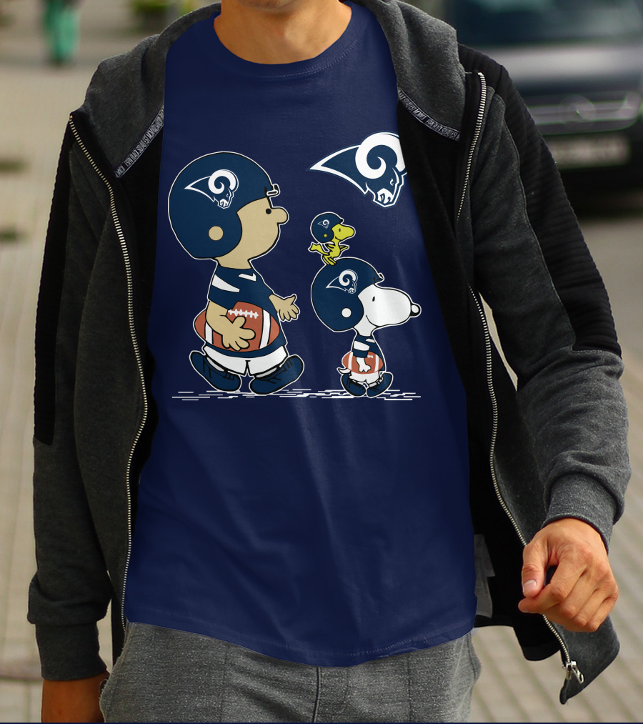 Rams Snoopy Charlie Brown Woodstock Football Helmets T-Shirt