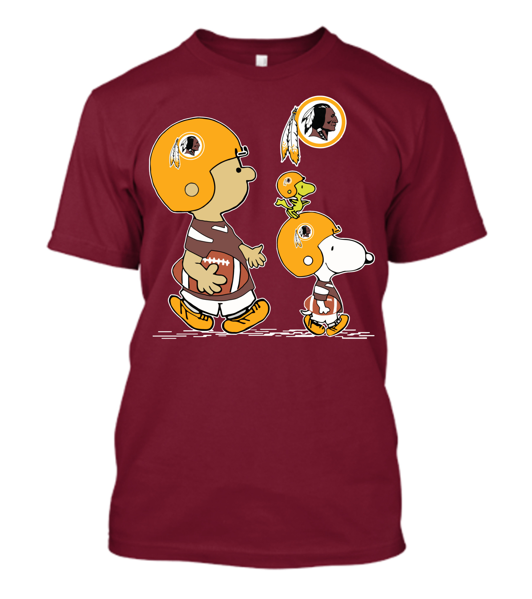 Redskins Snoopy Football Team Helmet Charlie Brown Woodstock T-Shirt