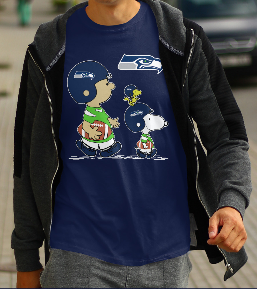 Seahawks Snoopy Football Helmet Friends With Football T-Shirt