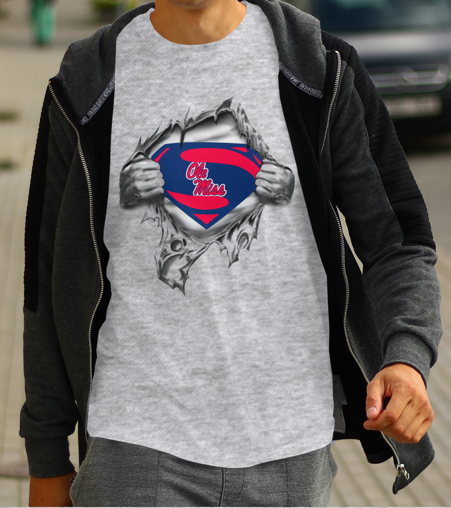 Ole Miss Superman Logo Ripped Chest T-Shirt