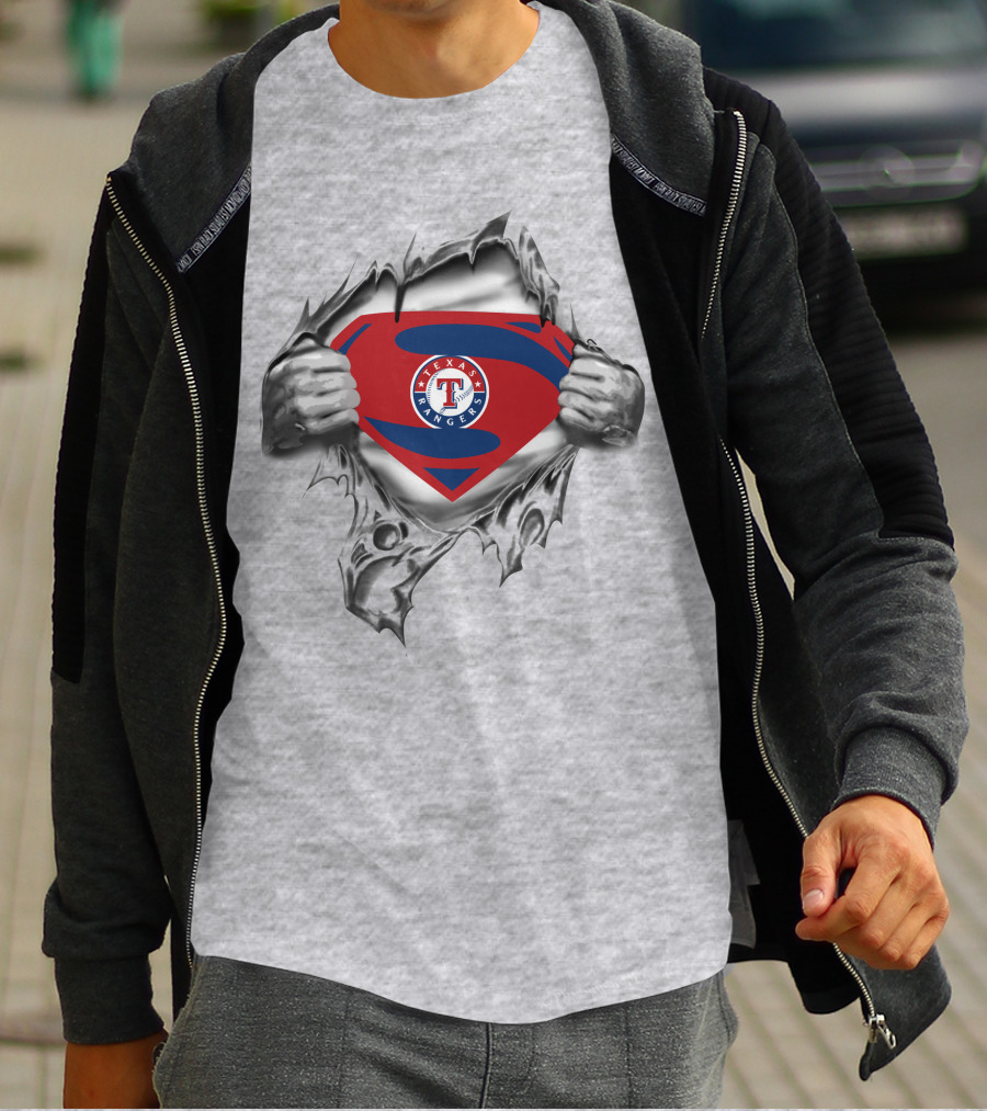 Texas Rangers Superman Emblem Burst T-Shirt