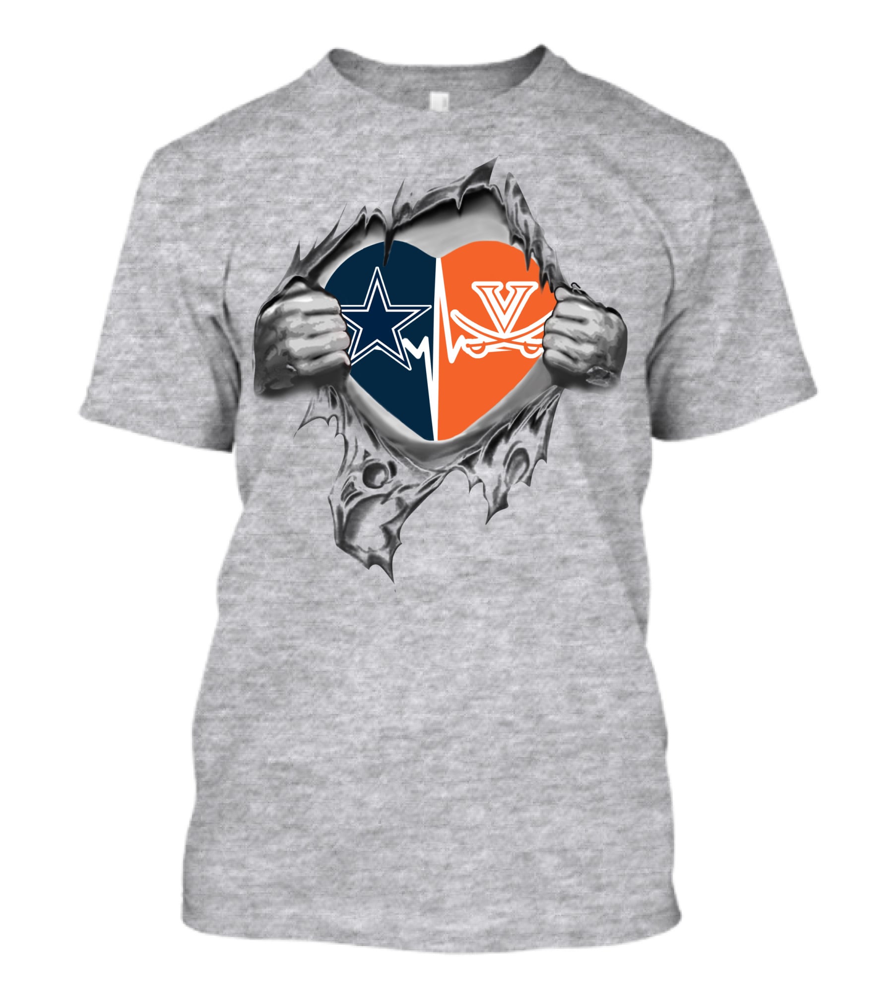 Dallas Cowboys Virginia Cavaliers Heart Design It's In My Heart Cowboys T-Shirt