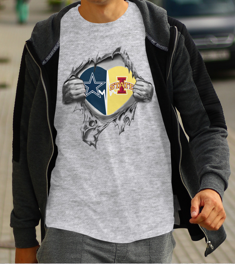 Cowboys And Iowa State Torn Heart T-Shirt