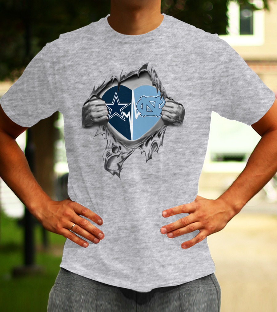 Cowboys Tar Heels Heartbeat Split T-Shirt