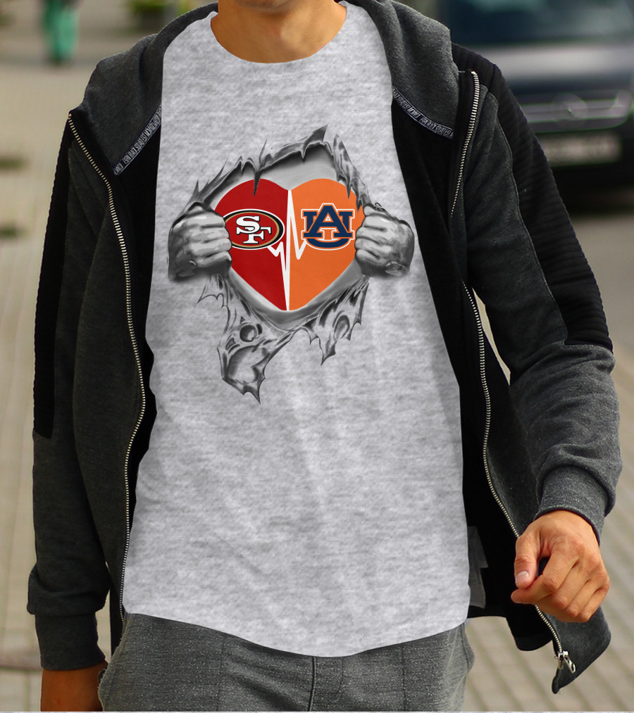 Sf 49ers Auburn Heart Combo Love T-Shirt